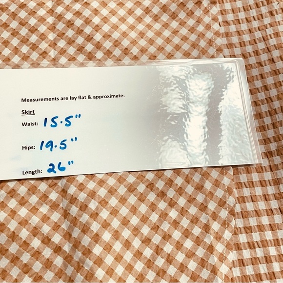 LOFT Gingham Seersucker Tan & White Checkered Skirt 12P - Picture 11 of 12